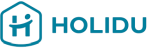 Holidu Logo mit stilisiertem Haus und Figur.