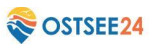 Logo von OSTSEE24 mit Sonne und Wellen