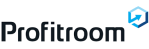 Profitroom Firmenlogo mit blauem Pfeilsymbol