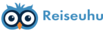 Reiseuhu Logo mit Eulen-Maskottchen.